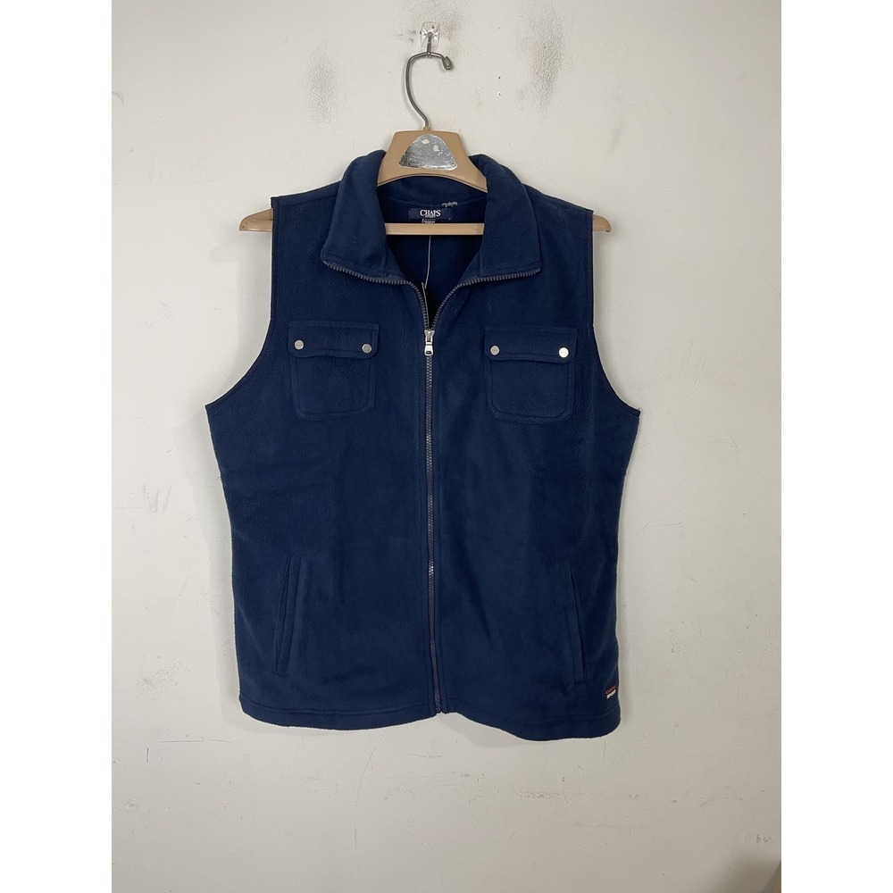 CHAPS SPORT Womens Vest 1X Plus Navy Blue‎ Fleece Full Zip Outdoor Preppy Fall